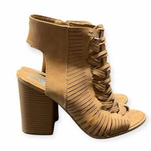 DV BY DOLCE VITA Women’s Tan Woven Block Heel Sandals Size 9.5